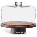 round hand Blown Glass dome and walnut stand